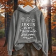 thumbnail image 2 of SwiftWear Christian Women's Hoodie with Jesus Seasonal Design, Autumn Theme Graphic Pullover, Comfortable Long Sleeve Hooded Sweatshirt for Fall Thanksgiving Casual Wear Gray, 2 of 3