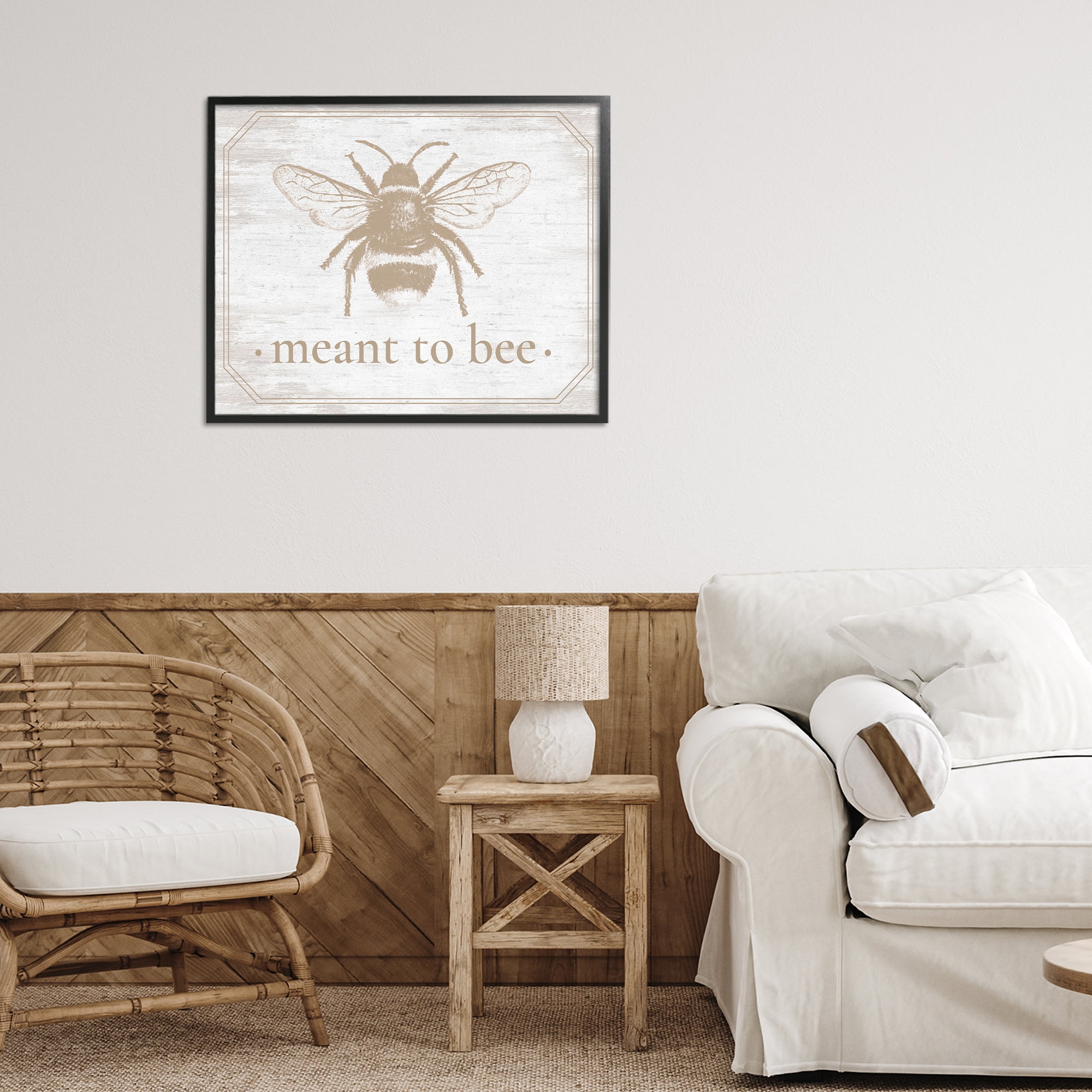 Meant To Bee Rustic Border Black Framed Giclee Art, design by Lettered and Lined