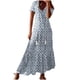 thumbnail image 2 of Puntoco Vestido De Manga Corta Con Cuello En V, Vestido Estampado Con Cuello En V De Manga Corta De Verano Para Mujer Azul S, 2 of 6