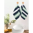 thumbnail image 2 of Green Navy Blue Striped Kitchen Dish Towels for Drying Dishes Set of 2, Chic Abstract Lines Geometric Waffle Weave Microfiber Hand Tea Bathroom Towels Quick Dry & Absorbent Towel 12x12, 2 of 7