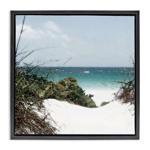 Stupell Industries Bohemian Clear Beach Scenery Black Floating Frame Canvas Art, 18 x 18, by Noah Bay