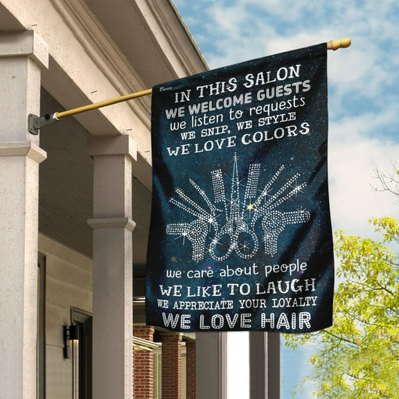 FLAGWIX American House Flag (29.5" x 39.5") - In This Salon We Love Hair Flag -Polyester Indoor Outdoor Flags