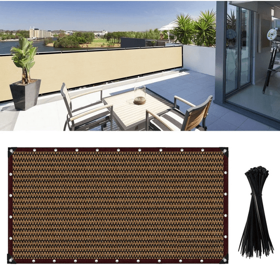 Privacy Fence Screen 3' x 10' Outdoor Privacy Screen with Brass Grommets and Cable Ties Heavy Duty Privacy Fence Perfect for Outdoor Back Yard, Brown