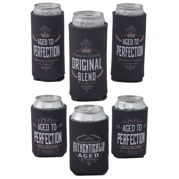 Vintage Aged to Perfection Slim & Standard Can Coolers - 24 Pc