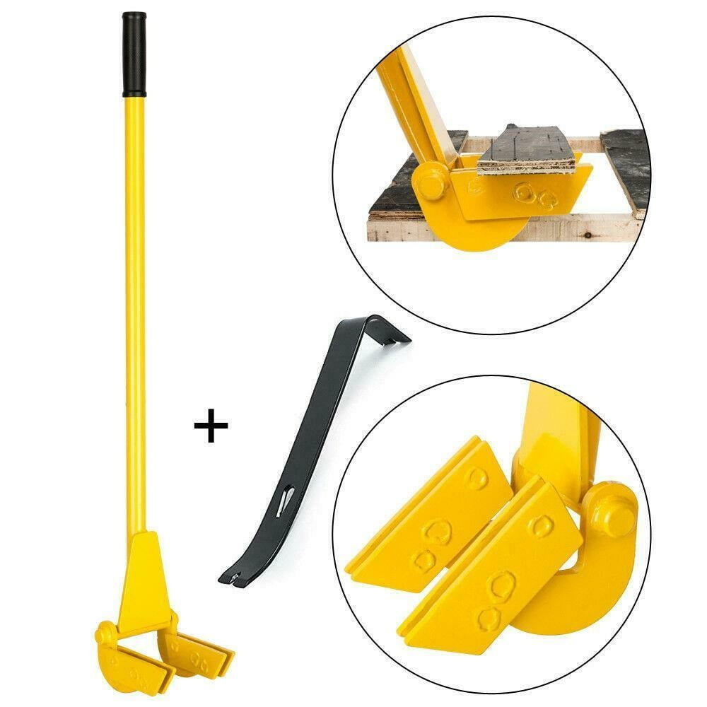 Steel Pallet Buster Pallet Pry Bar Breaker Double Fork + NailRemoval