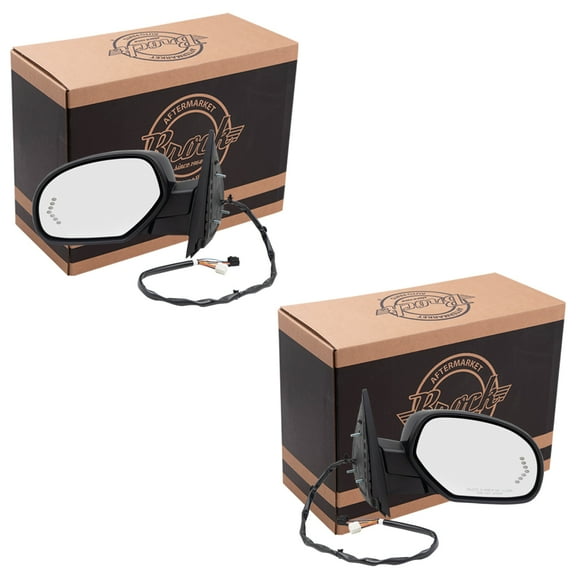 Brock Power Mirror for 2007-2013 Silverado 1500 Turn Signal Indicator Puddle Lamp Memory Heated Set