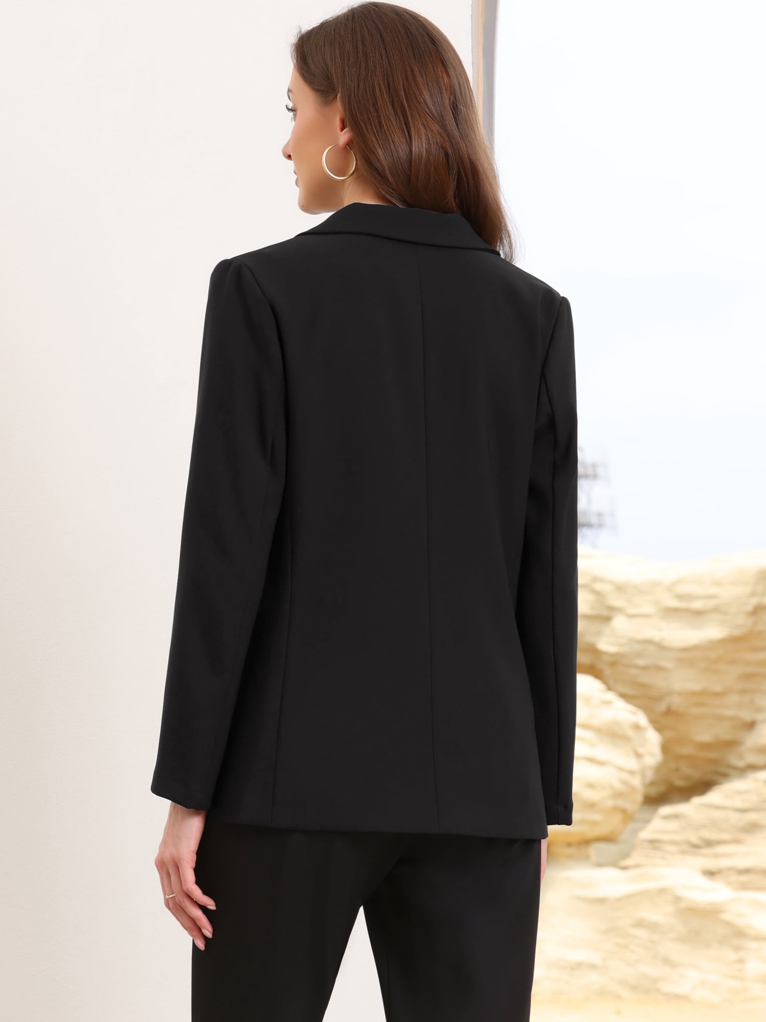 DARING DIVA Women's Business Casual Single Breasted Jacket Office Suit S Black