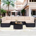 7Piece Outdoor Rattan Sofa Set, AllWeather Wicker with Cushions
