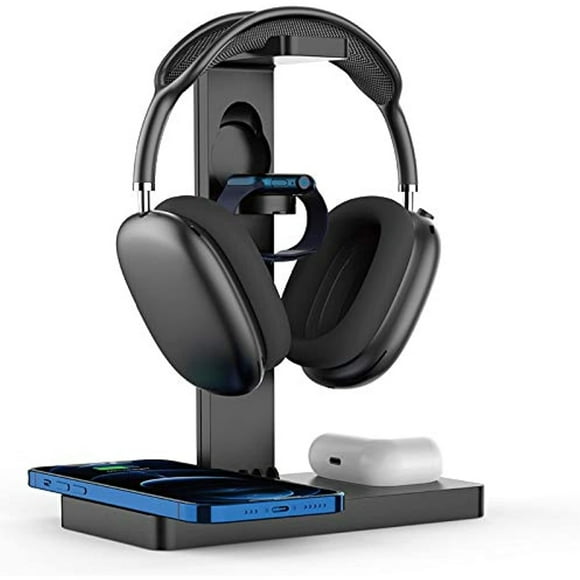 Headphone Stand With Wireless Charger Headphone Stand, 4-in-1 Fast Wireless Charging Station For Apple Watch Air Pods IPhone