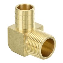Brass Hose Barbed Elbow Fitting 1 Pack 3/4" Barb x 3/4" NPT Male 90 Degree Brass