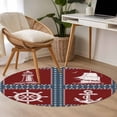 thumbnail image 4 of Nautical Coastal Round Area Rug 3.3Ft Washable Circle Rugs for Dining Room Table, Blue Red Lighthouse Sailing Anchor Rudder Non-Slip Carpet Floor Mats Indoor Outdoor Carpet Runner Home Decor, 4 of 8