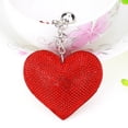 thumbnail image 1 of Pequeño llavero de cuero con diamantes de imitación y corazón de melocotón fragante Llavero con borla Colgante de franela Llavero de diamantes, 1 of 5