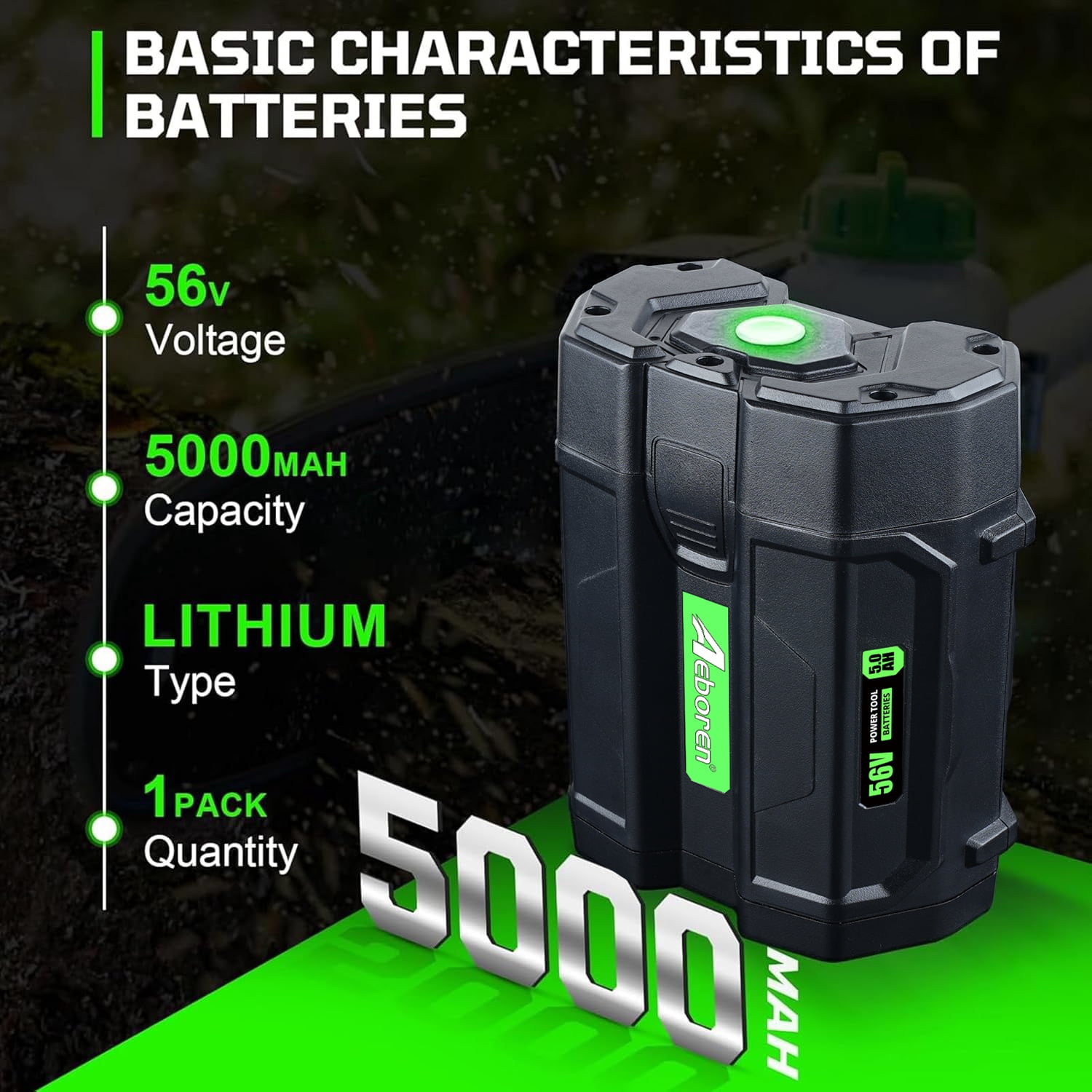 2Pack 5.0Ah Replacement for EGO 50.4V(56Vmax) Lithium Battery BA2800T BA2800 5000mah with Fuel Gauge Compatible with Ego Power Tools