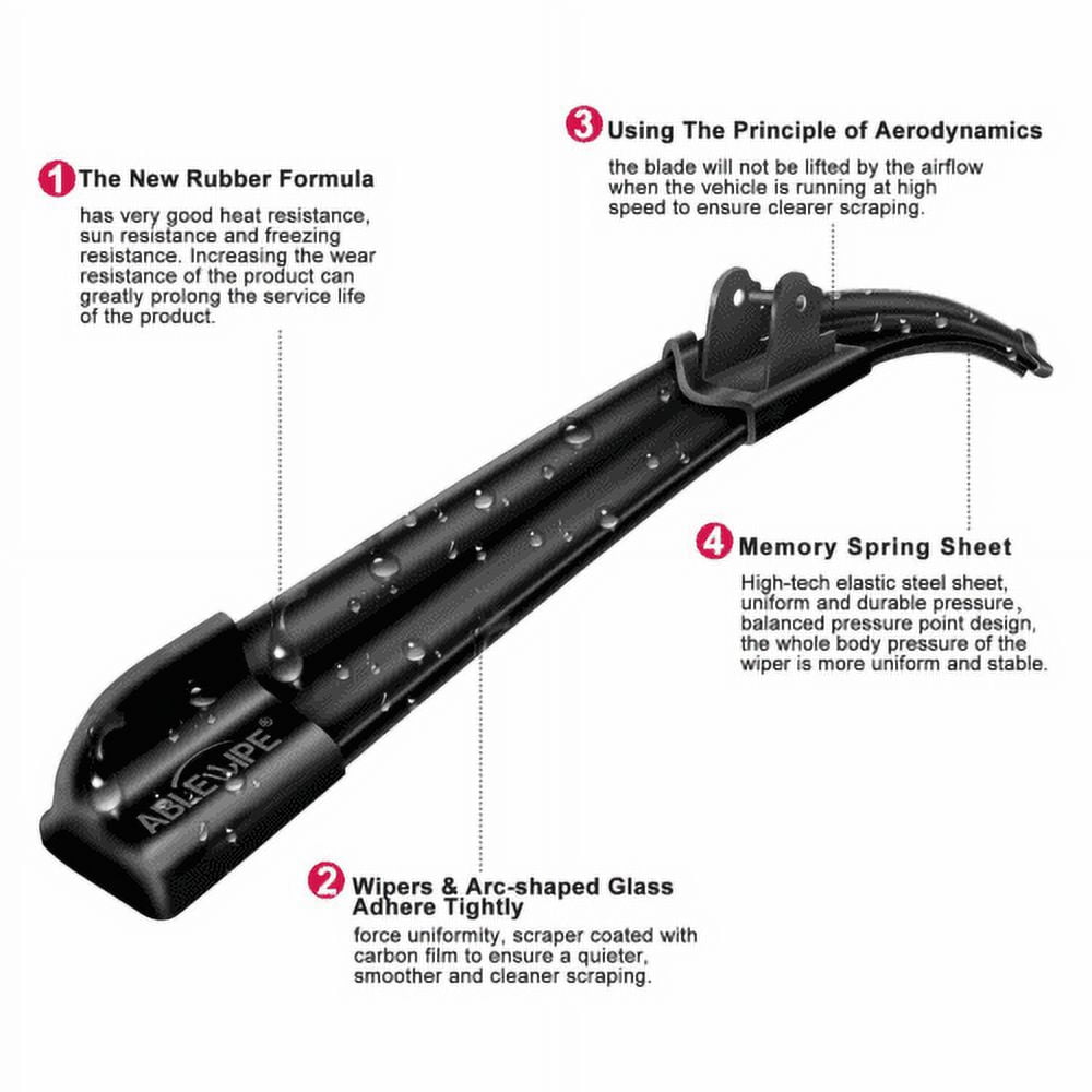 ABLEWIPE Windshield Wiper Blades fit for Mercedes-Benz CLA250 2014 24" + 19" (set of 2), ModelLW3082
