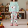 thumbnail image 2 of Mrzhqd Girls Winter Sleepwear Set Long Sleeve Pajamas With Cartoon Print Pants Comfortable Loungewear For Kids Soft Warm Two Piece Outfit,Mint Green,Size 6-7 Years, 2 of 5