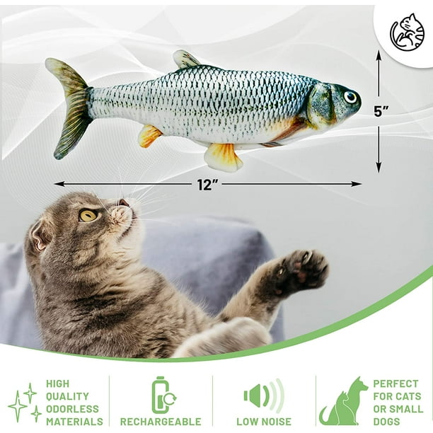 Iguohao Dancing Fish Toy For Indoor Cats & Small Dogs – Motion Sensor Cat Toy With 2 Catnip Packets – Usb-Chargeable, Soft, Durable, Washable, Low-Noi