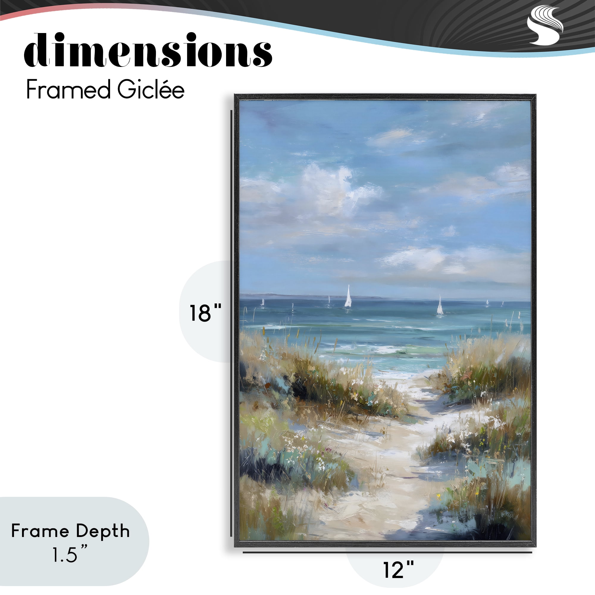 Stupell Industries Sailboat Path Impression Black Framed Giclee Art, design by Petal Prints Design