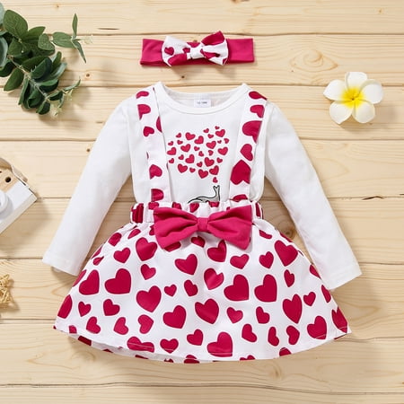 

Ruidigrace Suspenders Valentine s Skirts Heart Outfits Printed Girls Day Tops Shirts Toddler T Cartoon Baby Girls Outfits&Set