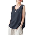 thumbnail image 3 of ZANZEA Women O-Neck Sleeveless Tank Tops Vintage Cotton Vest Blouse, 3 of 4