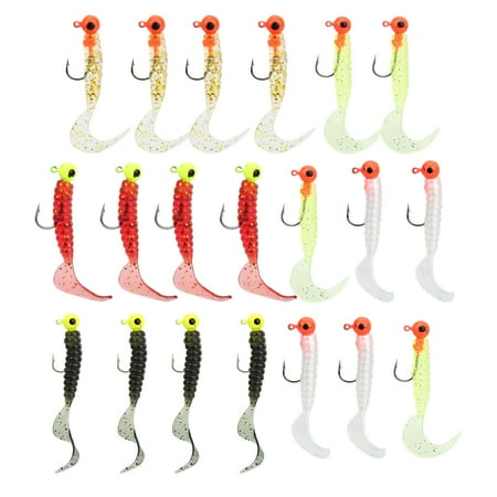 Artificial Fishing Lure Bait Set with Hooks Soft Tail Worm Simulation