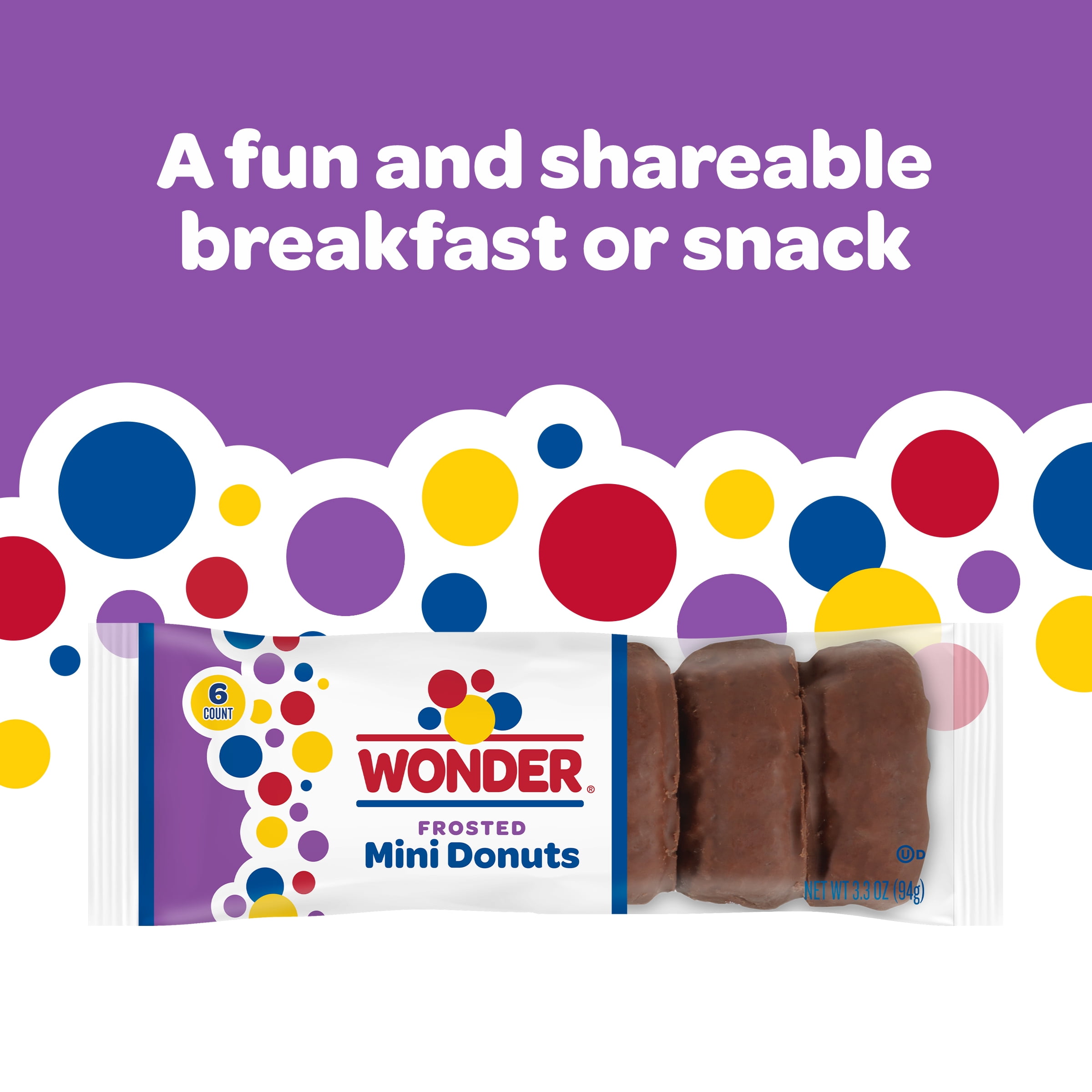 Wonder Frosted Mini Donuts, Portable Frosted Donuts, 3.3 oz, 6 Count, Shelf-Stable