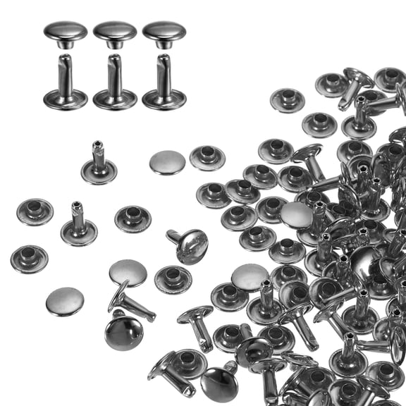 Uxcell 80Sets Double Cap Rivet 9x10mm Carbon Steel Round Head Snap Studs, Gunmetal