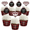 Big Dot of Happiness Flannel Fling Before the Ring - Cupcake Decor - Buffalo Plaid Bachelorette Party Cupcake Wrappers and Treat Picks Kit - Set of 24