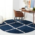 thumbnail image 2 of SAFAVIEH August Clyde Diamond Shag Area Rug, Navy/Ivory, 6'7" x 6'7" Round, 2 of 8