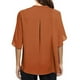 thumbnail image 3 of Tops de verano para mujer, cuello en V, media manga, exquisito Color puro, blusa informal elegante para mujer para fiesta, salida de oficina, naranja 3XL, 3 of 5