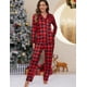 thumbnail image 4 of Conjunto de pijama ZMJ camisa y pantalones de manga larga a cuadros rojos y negros, 4 of 6