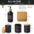 thumbnail image 2 of Matte Black Bathroom Accessories Set, 5 Pcs Glass Bathroom Accessory Set with Bamboo Tray, Soap Dispenser and Toothbrush Holder Set, Qtip Holder Set, Farmhouse Boho Bathroom Set Complete, 2 of 4