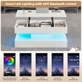 thumbnail image 3 of Morufur Lift Up Coffee Table with Hidden Storage, Modern Rectangle Coffee Tables with LED Lights for Living Room, White, 3 of 9