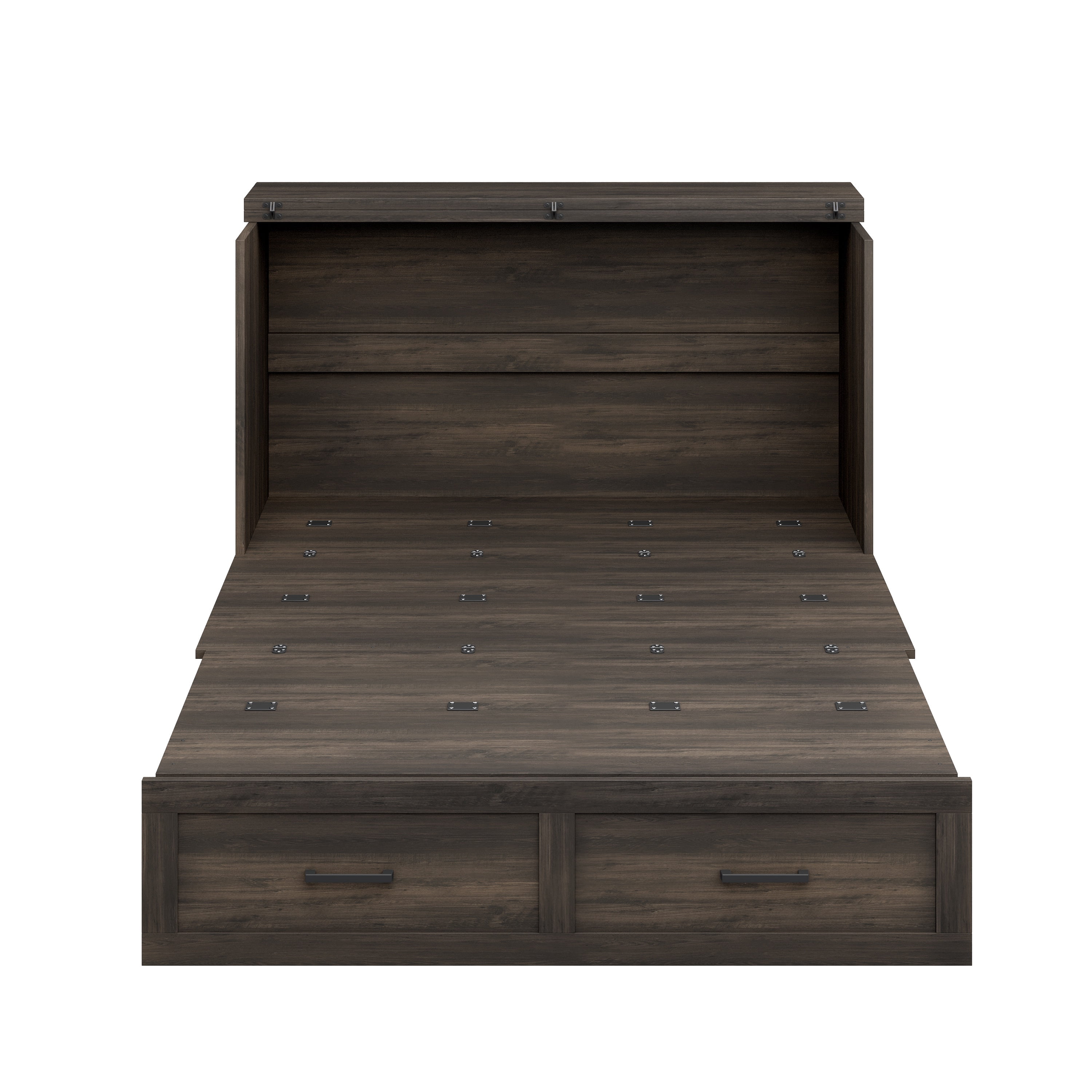 Bellemave Full Size Farmhouse Murphy Bed Frame with Charging Station and Storage Drawer Foldable Cabinet Platform Bed for Guest Room or Home Office (Full Size, Rustic Gray)