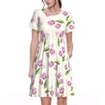 thumbnail image 1 of Disketp Tulips Flowers para Vestido de Manga Corta para Mujeres, Vestidos de Verano para Mujeres, Casual y Holgado para la Playa, 1 of 6