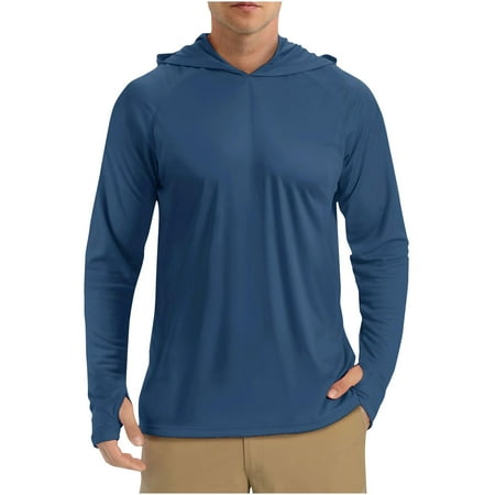 EOYWHK Western Shirts Men s Summer Sunscreen Is Lightweight Breathable And Solid Color Long Sleeve Hooded Blouse　Autumn Looks