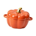thumbnail image 2 of Siruishop Ceramic Pumpkin Bowl Cookware with Handle for Autumn Fall Kitchen Decoration Orange, 2 of 8