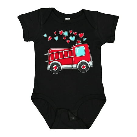 

Inktastic Valentine Fire Truck with Hearts Gift Baby Boy or Baby Girl Bodysuit