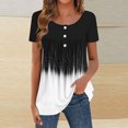 thumbnail image 2 of Womens Tops 2026 Summer Dressy Casual Floral Printed Short Sleeve Button Down Ruffle Pleated Shirts Loose Fit Cute Work Outfits Blouses, 2 of 6