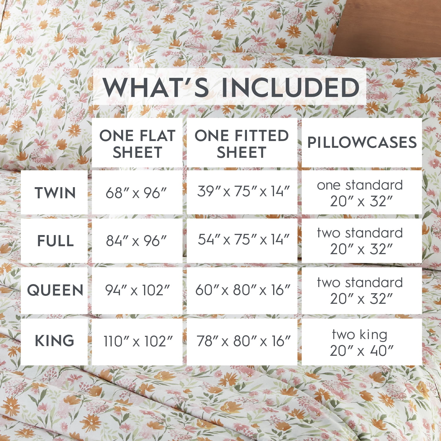 Better Homes & Gardens 3-Piece 300 Thread Count Bashful Blooms Warm Cotton Sateen Bed Sheet Set, Twin