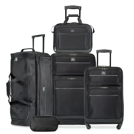 Skyway Luggage Tideland Softside 5-Piece Travel Luggage Set with Spinner Wheels, Black
