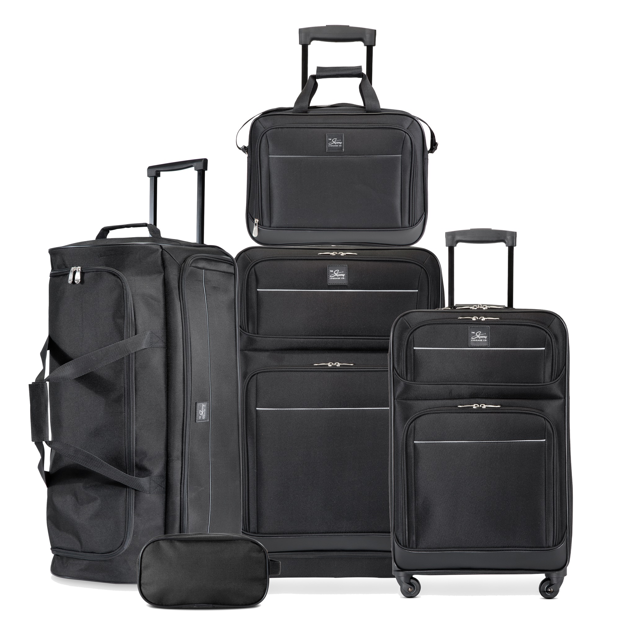 Skyway Luggage Tideland Softside 5-Piece Travel Luggage Set with Spinner Wheels, Black