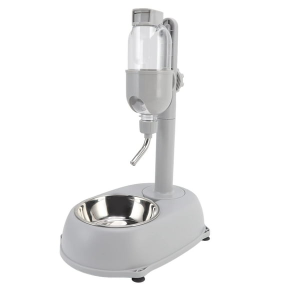 Distributeur d'Eau Debout pour Animaux, Support de Bouteille d'Eau pour Chat et Chien 500ml Multifonctionnel Hauteur Réglable Distributeur d'Eau Automatique avec Bol de Nourriture Détachable