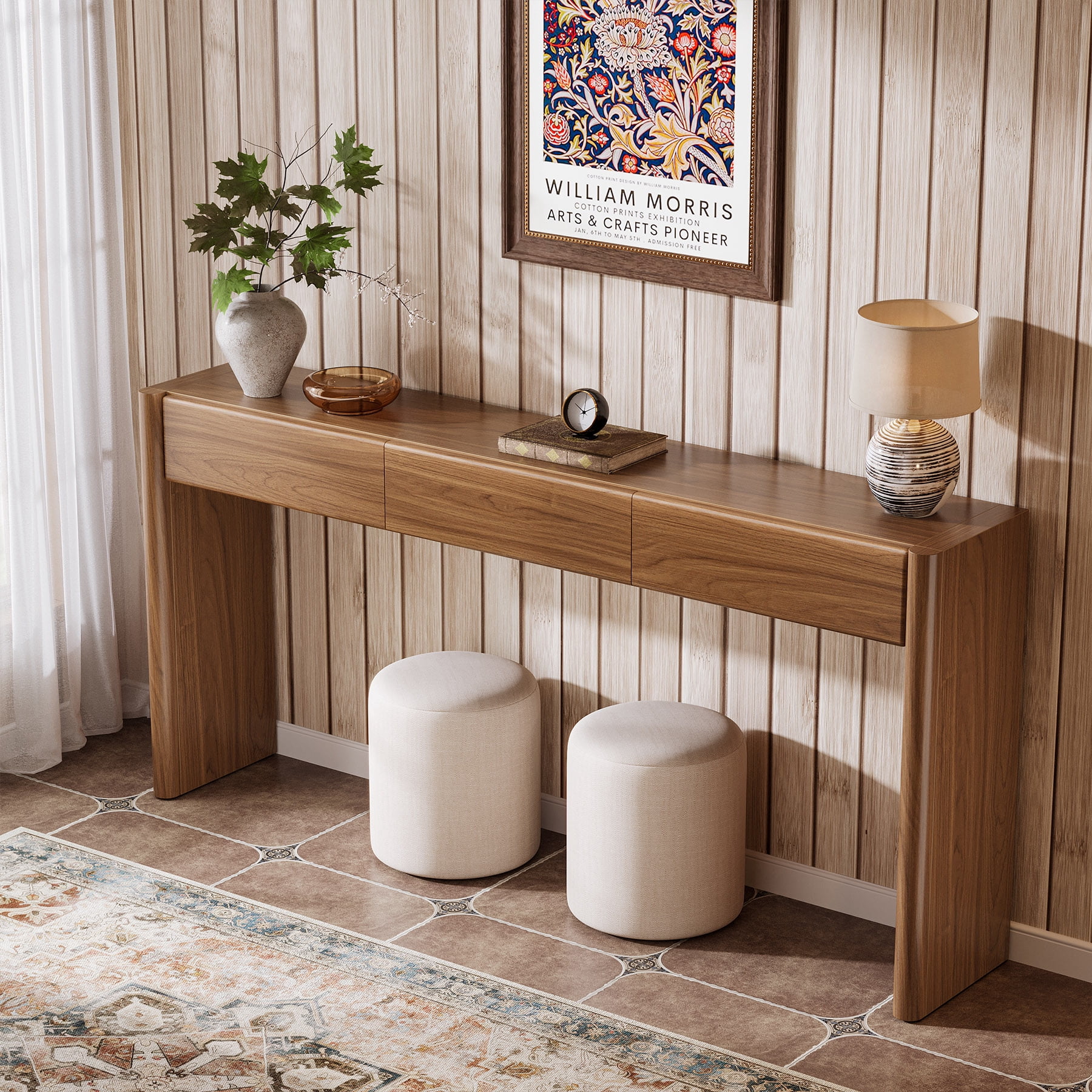 Tribesigns Console Table with 3 Drawers, 70.9" Wooden Entryway Table Behind Couch, Farmhouse Long Console Sofa Station with Storage for Entrance, Foyer, Hallway, Living Room, Easy Assembly (Brown)