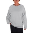 thumbnail image 1 of Admvng Chandail en Molleton Surdimensionné pour Femmes Mode Manches Longues Col Rond Chandail Sans Capuche Chandails en Molleton Couleur Unie Athleisure Femmes P-2TG, 1 of 7