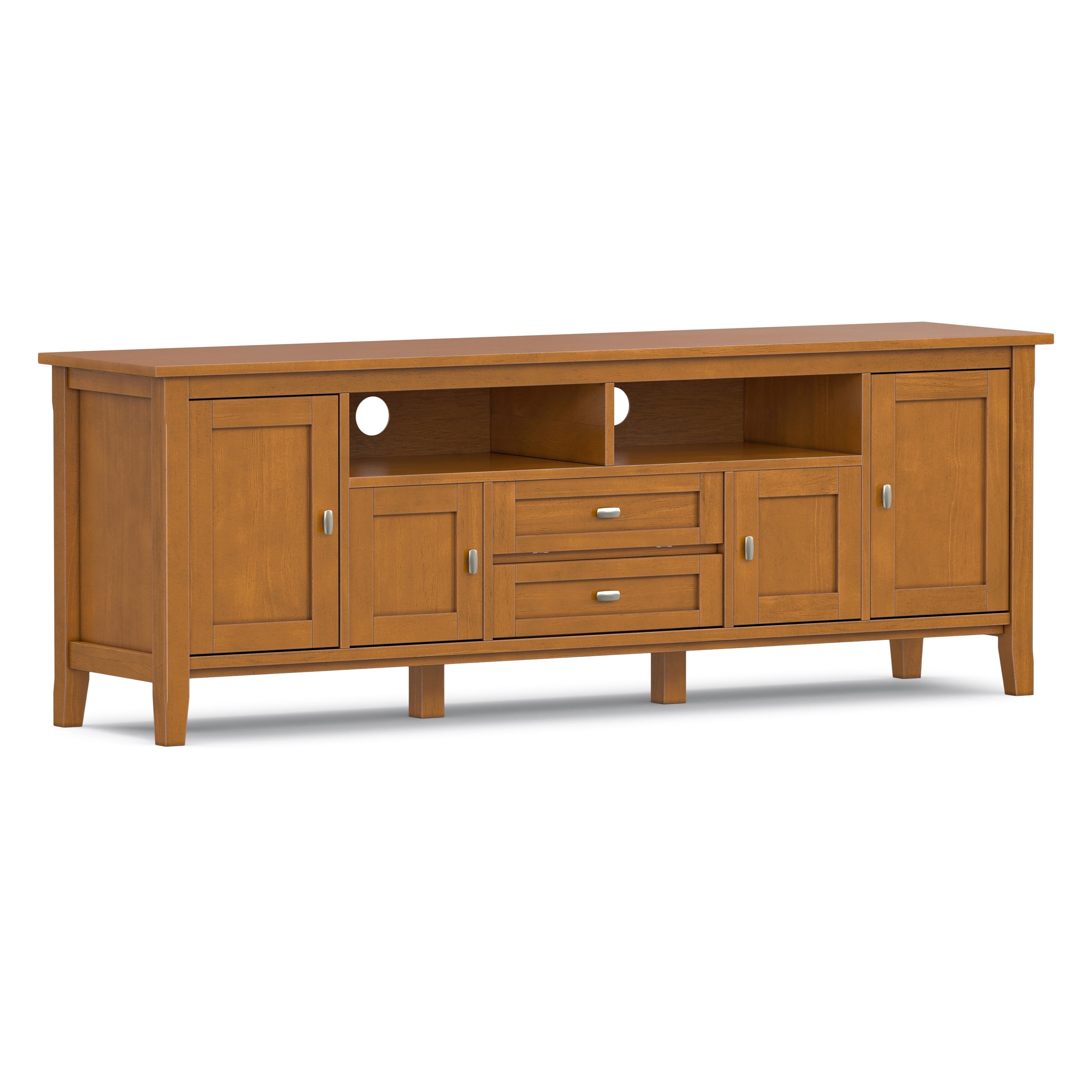 Simpli Home Simpli Home Warm Shaker 72 inch Wide Solid Wood Transitional TV Stand in Light Golden Brown For TVs up to 80 inches