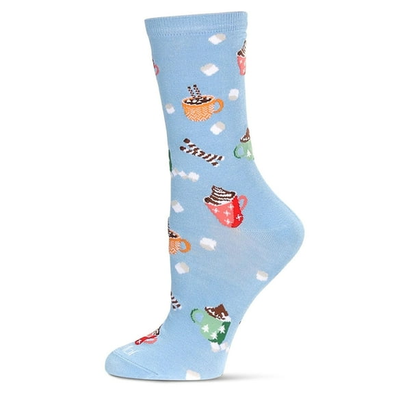 MeMoi Women's Hot Cocoa Bamboo Crew Socks - Womens - Female, 9-11, Light Blue