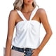 thumbnail image 4 of Camiseta sin mangas con tirantes para mujer, chaleco con cuello sin espalda y sin mangas de Color sólido, ajuste delgado para verano, 4 of 7
