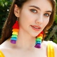 thumbnail image 5 of Rainbow Layered Tassel LGBT Dangle Earrings Colorful Gay Lesbian Pride Earrings for Women, 5 of 5