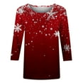 thumbnail image 5 of asdoklhq Christmas Tops for Women Christmas Fashion Woman Casual Round Neck Printing Blouse 3/4 Sleeve T-Shirt Summer Red 4X, 5 of 5