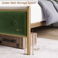 thumbnail image 4 of Full Size Bed Frame with Velvet Upholstered Button Tufted Headboard, Heavy Duty Mattress Foundation with Wood Slats, Green, 4 of 6